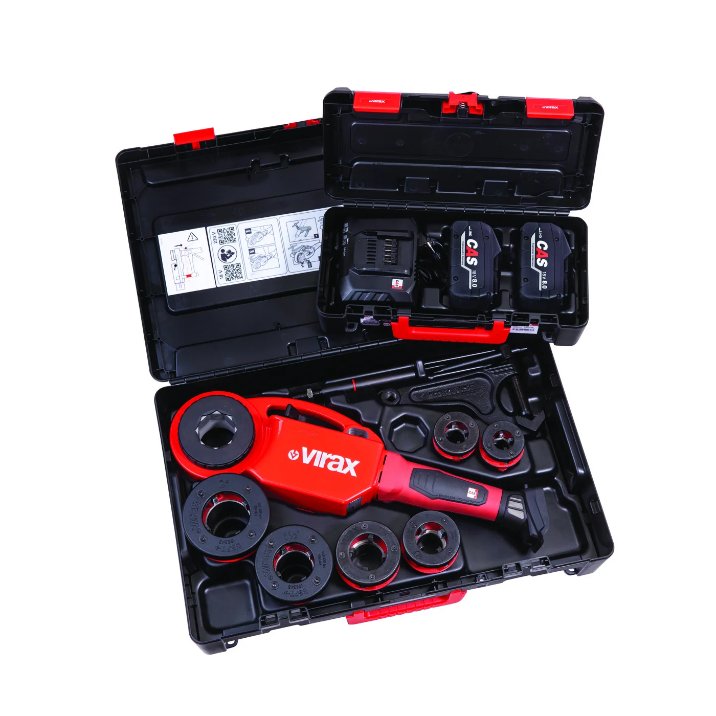 Аккумуляторный клупп Virax Phénix IV 18 В CAS, 6 головок BSPT 1/2–2″