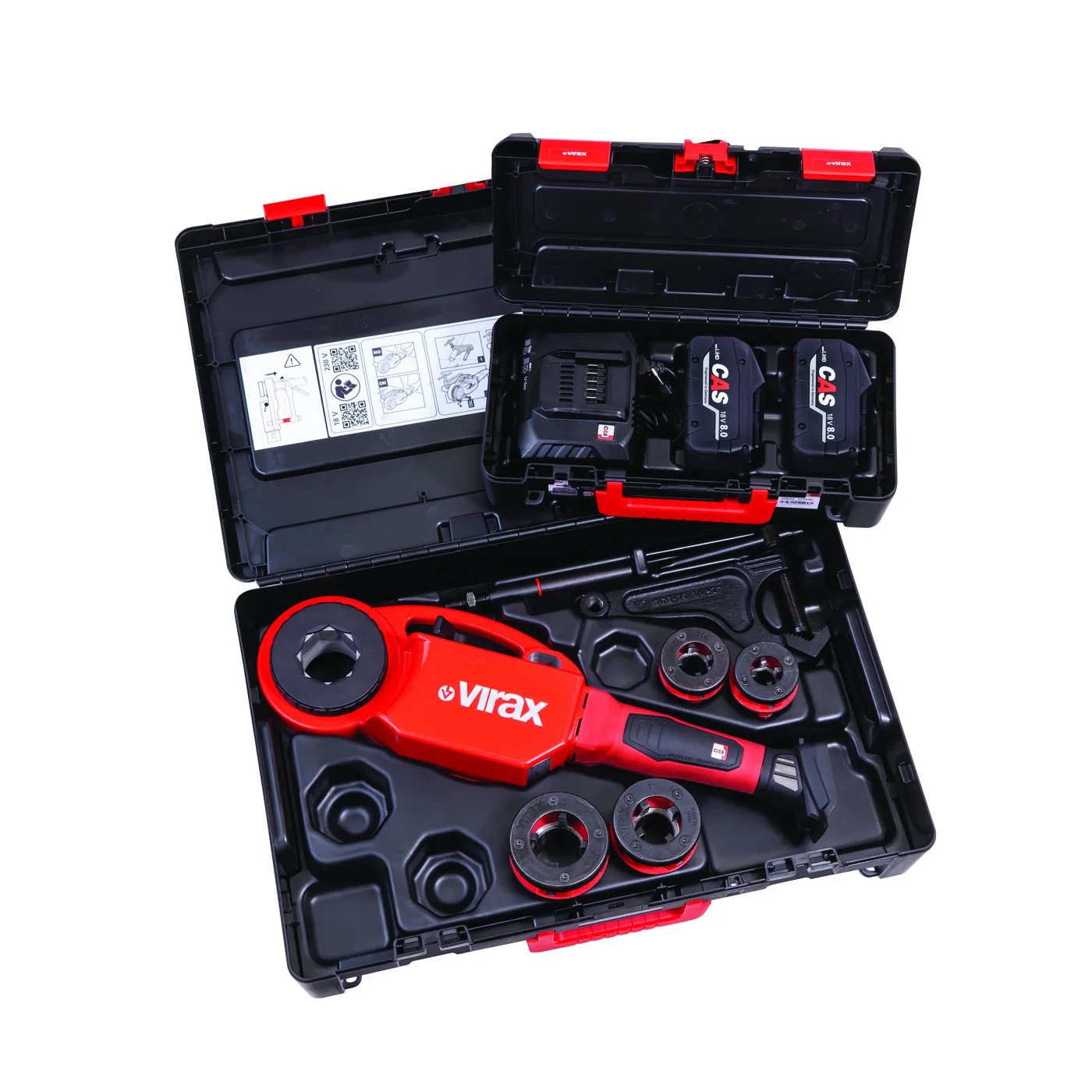 Аккумуляторный клупп Virax Phénix IV 18 В CAS, 4 головки BSPT 1/2–1 1/4″